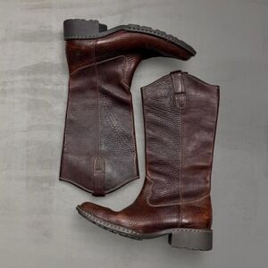 Vintage Born Men's Western Brown Leather Tall Cowboy Boots Size 10 W6728